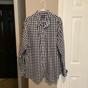 Men's Blue and White Checkered Shirt